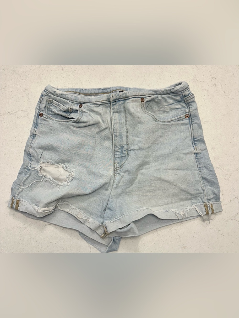 American Eagle Outfitters Light Wash Distressed Denim Shorts